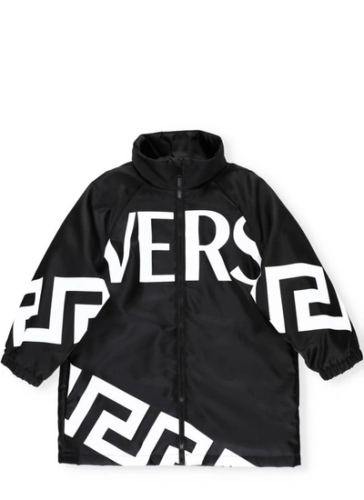 Shop Versace Kids Logo Printed Jacket In Black
