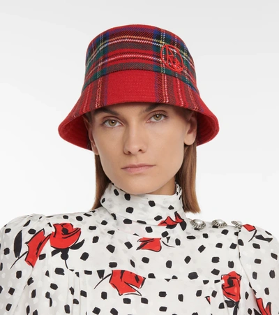 Shop Ruslan Baginskiy Tartan Wool-blend Bucket Hat In Red