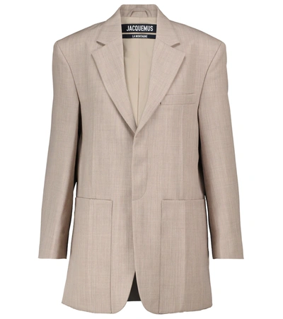 Shop Jacquemus La Veste Sauge Virgin Wool Blazer In Beige