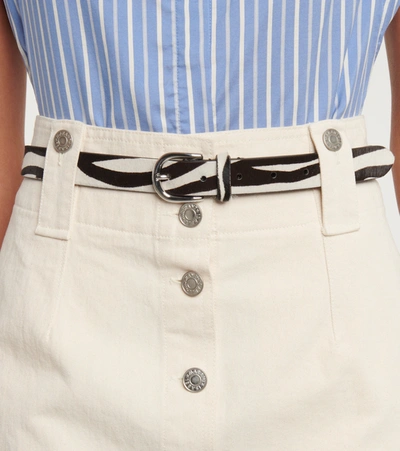 Shop Isabel Marant Zap Striped Calf Hair Belt In White