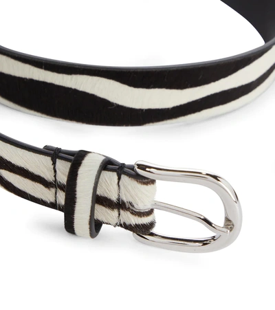 Shop Isabel Marant Zap Striped Calf Hair Belt In White