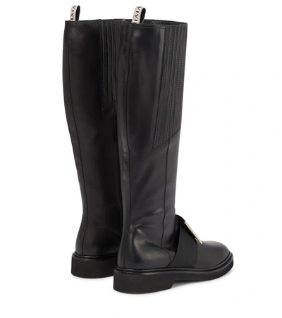 Shop Roger Vivier Viv' Rangers Leather Knee-high Boots In Black