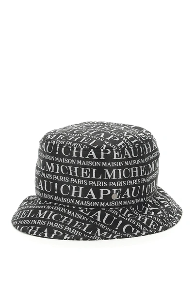 Shop Maison Michel Jason All Over Logo Bucket Hat In Black