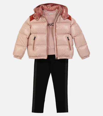 Shop Moncler Chouelle Velvet-trimmed Down Jacket In Pink