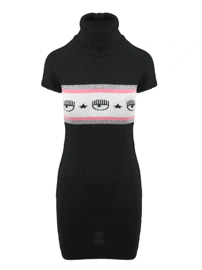 Shop Chiara Ferragni Logomania Knit Dress In Black