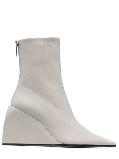 Shop Off-white White Leather Wedge Boots
