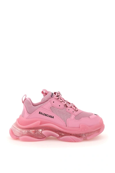 Shop Balenciaga Triple S Clear Sole Sneakers In Pink