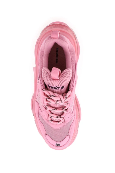 Shop Balenciaga Triple S Clear Sole Sneakers In Pink