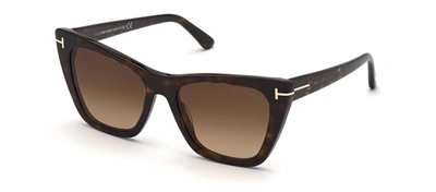 Shop Tom Ford Poppy Ft0846 W 52f Cat Eye Sunglasses In Brown