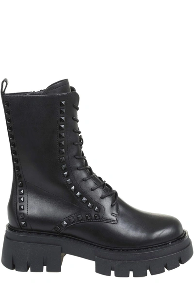 Ash Liam Studded Lace-up Boots In 黑色 | ModeSens