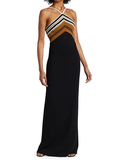 Shop Proenza Schouler Stripe Knit Halter Dress In Black