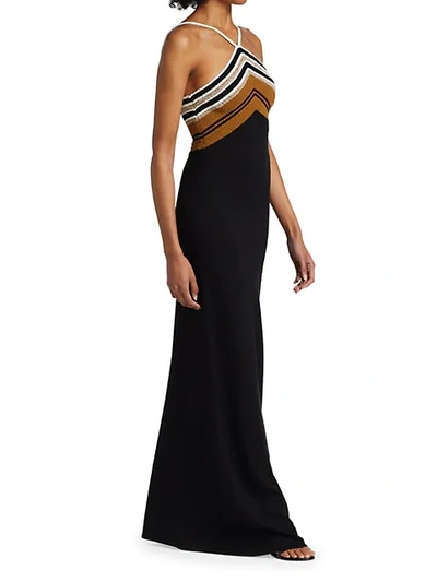 Shop Proenza Schouler Stripe Knit Halter Dress In Black