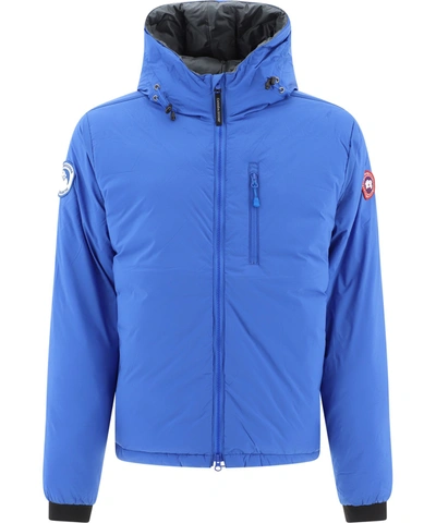 Shop Canada Goose Lodge Hooded Down Jacket In Blue