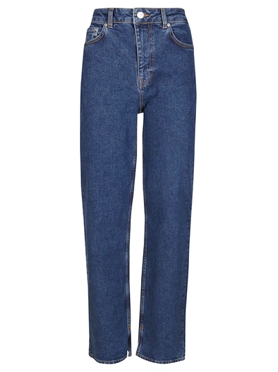 Shop Ganni Mid Rise Jeans In Blue