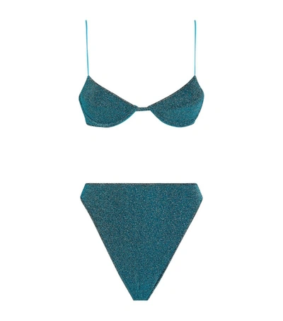 Shop Oseree Balconette Lumière Bikini In Blue