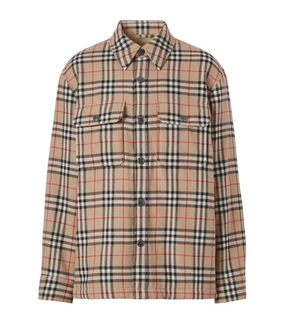 Shop Burberry Wool-cotton Vintage Check Overshirt In Neutrals