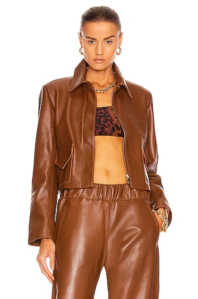 Nour Hammour Bleeker Minimal Leather Jacket In Cinnamon