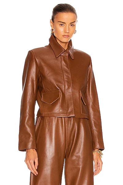 Nour Hammour Bleeker Minimal Leather Jacket In Cinnamon