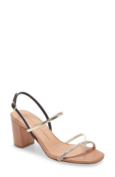 Shop Chinese Laundry Yanna Strappy Sandal In Gold/ Black Faux Leather