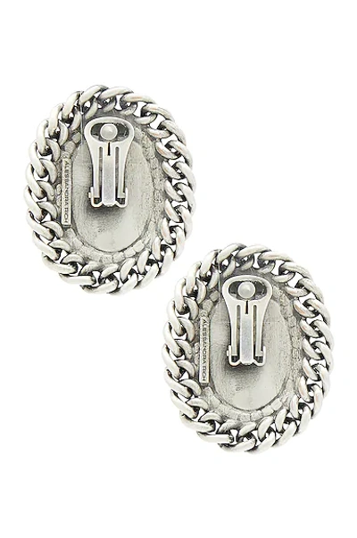 Shop Alessandra Rich Crystal And Chain Oval Earrings In Silver