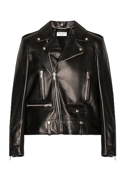 Shop Saint Laurent Classic Motorcycle Jacket In Black