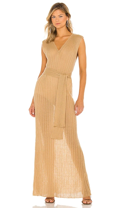 Shop Mes Demoiselles Veronica Knitted Dress In Tan