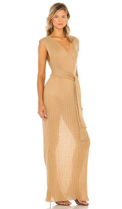 Shop Mes Demoiselles Veronica Knitted Dress In Tan