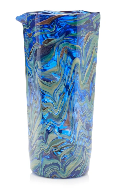 Shop Moda Domus Calcedonio Glass Water Pitcher In Blue