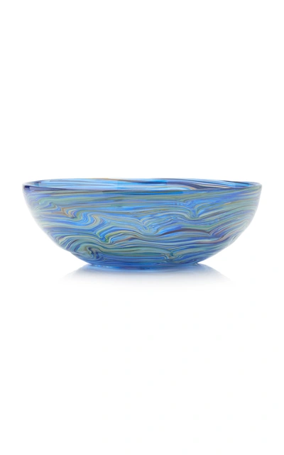 Shop Moda Domus Calcedonio Glass Salad Bowl In Blue
