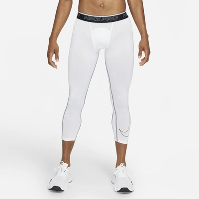 Nike Men's Pro 3/4-length Training Tights In White | ModeSens