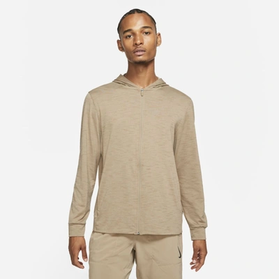 Shop Nike Yoga Dri-fit Men's Full-zip Jacket In Khaki,brown Kelp