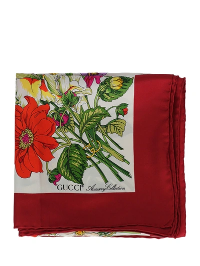 Pre-owned Gucci Scarves And Shawls In Burgundy, Multicolor, White