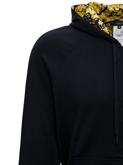 Shop Versace Active Greca Hoodie In Technical Jersey In Black