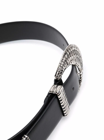 Shop Alberta Ferretti Black Leather Belt With Buckle