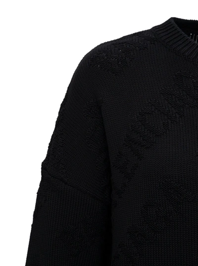 Shop Balenciaga Black Cotton Sweater With Jacquard Logo