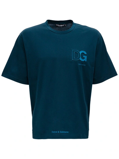 Shop Dolce & Gabbana Blue Cotton T-shirt With Logo