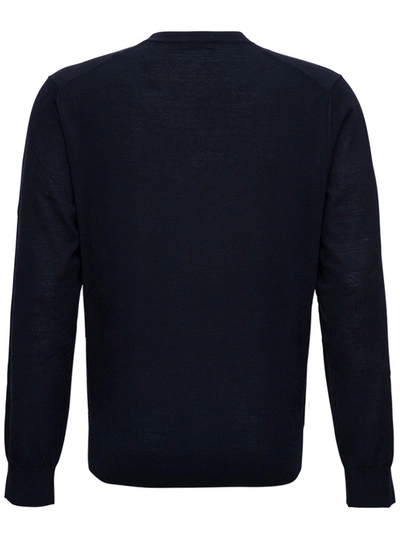 Shop Z Zegna Blue Wool Crew Neck Sweater