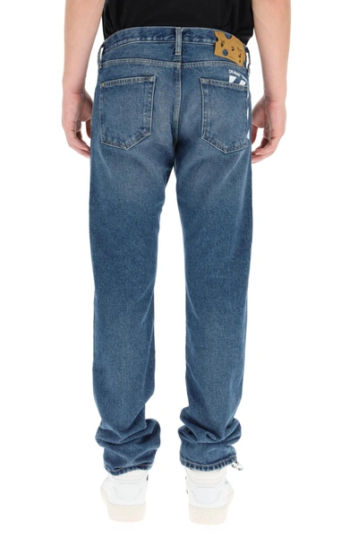 Shop Off-white Slim Diag Jeans In Blue