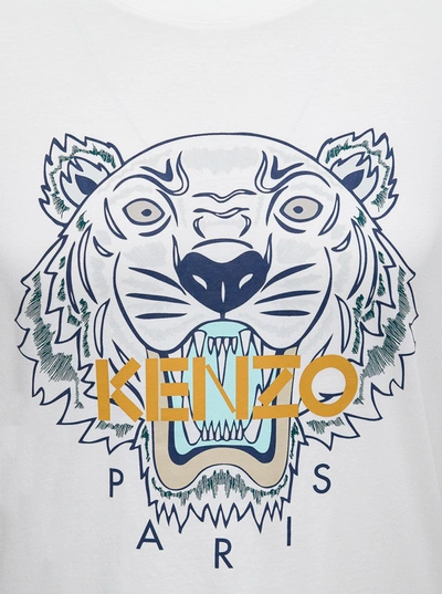 Shop Kenzo White Cotton T-shirt With Tiger Print