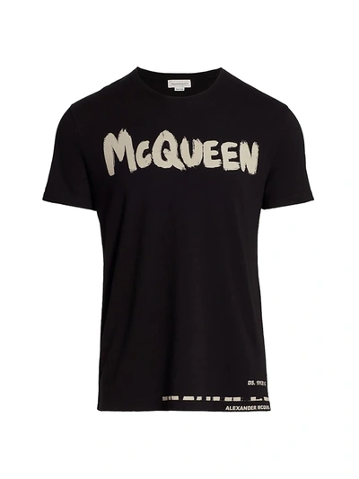 Shop Alexander Mcqueen Men's Graffiti T-shirt In Black Mix