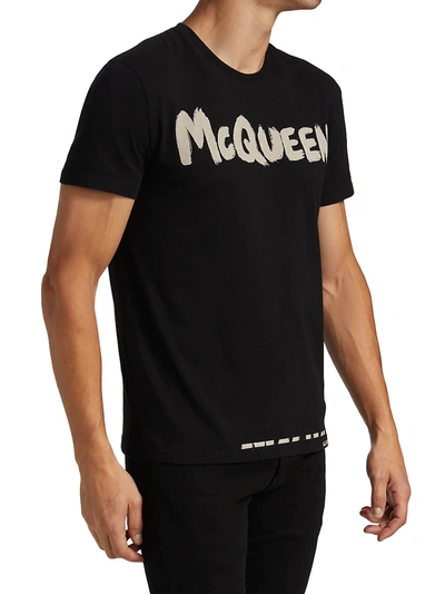 Shop Alexander Mcqueen Men's Graffiti T-shirt In Black Mix