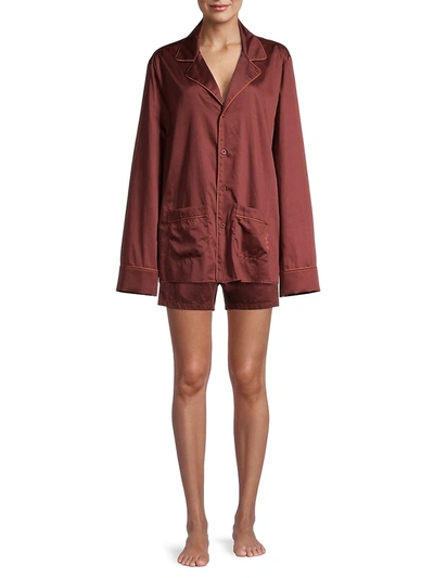 Shop Les Girls Les Boys Women's Cotton Pajama Shirt In Tawny Port