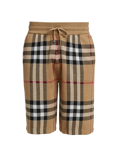 Shop Burberry Weaver Silk-blend Check Shorts In Archive Beige