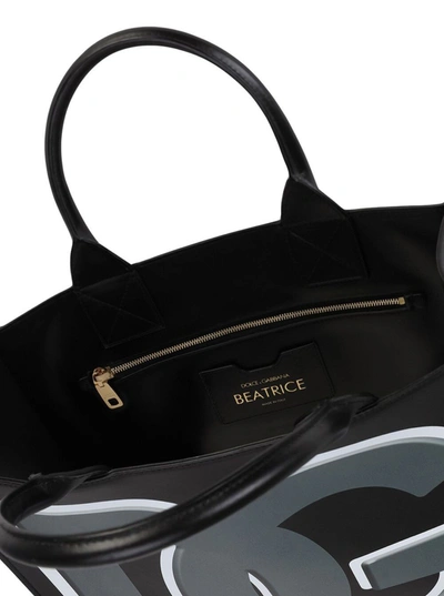 Shop Dolce & Gabbana Beatrice Leather Handbag In Black