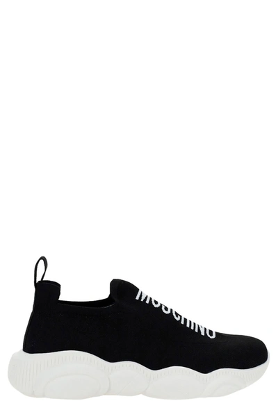 Shop Moschino Logo Intarsia Slip In Black