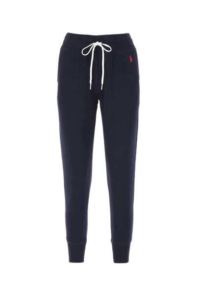 Shop Polo Ralph Lauren Logo Embroidered Track Pants In Navy