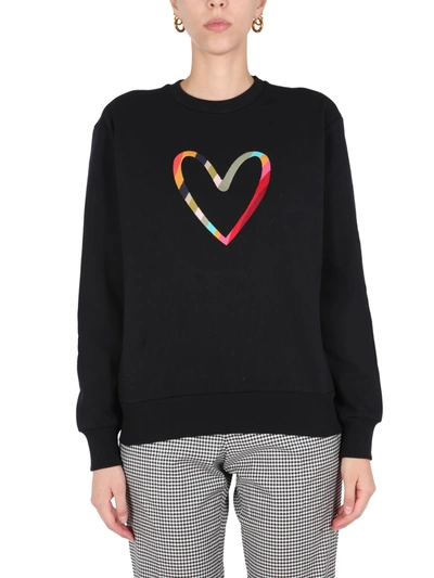 Shop Ps By Paul Smith Swirl Heart Embroidered Sweatshirt In Nero