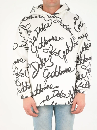 Shop Dolce & Gabbana Hooded Sweatshirt With Three-dimensional Print In White