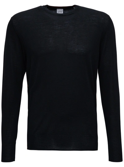 Shop Aspesi Long-sleeved Black Wool Sweater
