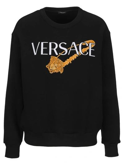 Shop Versace Safety Pin Embroidered Sweatshirt In Black